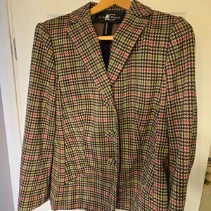Women's Luisa Cerano houndstooth patterned blazer/jacket, sz 16, multicolored